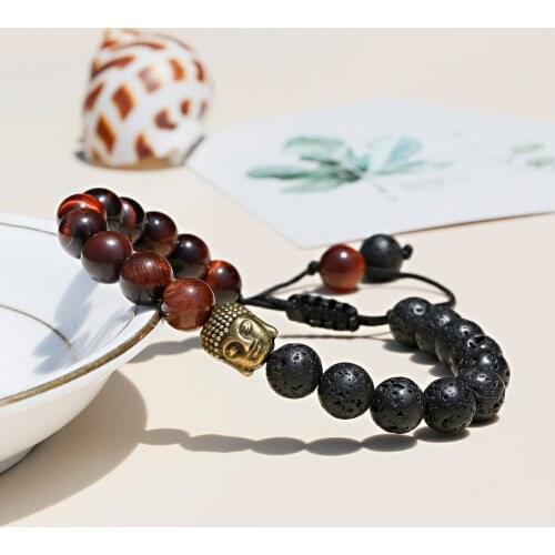 Vintage Yoga Buddha Pendant Charm Bracelets For Women Meditation Bracelet Men Jewelry Nature Tiger Eye Stone Prayer Bracelet