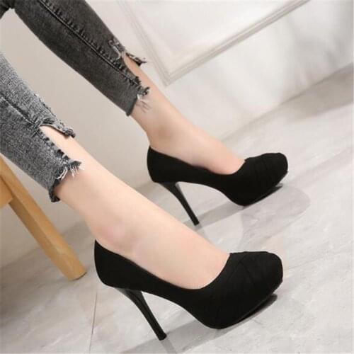 High Heels Women Pumps Fashion Flock Womens Sandals 2.5cm Platform Wedding Pumps Casual Thin Heels Womens Shoes