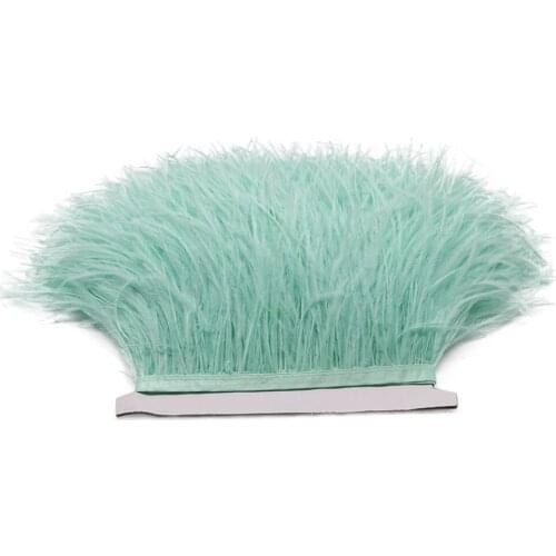 1M Mint Green Natural Ostrich Feathers Trim 6-8Cm Plumes Ribbon Decoration Accessories For Needlewok Clothes Feather DIY Crafts
