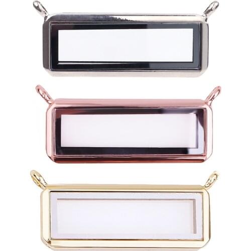 1pc Good Quality Square Glass Locket Magnetic Open Pendant for Necklace