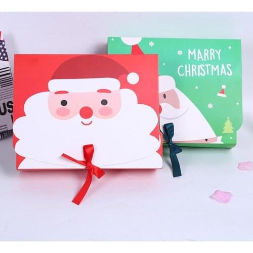 200PCS Unique Christmas Eve Big Gift Box Santa & Fairy Design Papercard Kraft Present Party Favour Activity Box red green SN2731