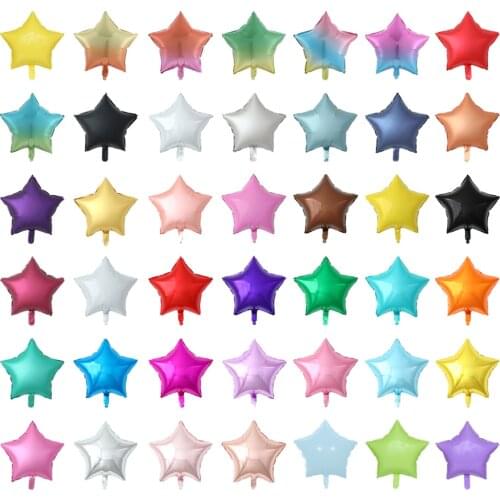 50pcs 18 inch Pink White Star Helium Foil Balloons Baby Shower Girls Happy Birthday Party Supplies 1st Party Decoration Air Ball