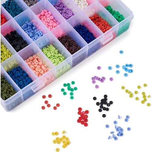24 Colors 4x1mm Handmade Polymer Clay Beads Disc/Flat Round Heishi Beads for DIY Jewelry Making Crafts Supplies Hole: 1mm