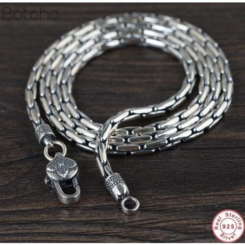 Solid Wholesale 100% Real Pure S925 Sterling Silver colour Necklace 3MM Thick Chain Men Gift Thai silver colour long necklace