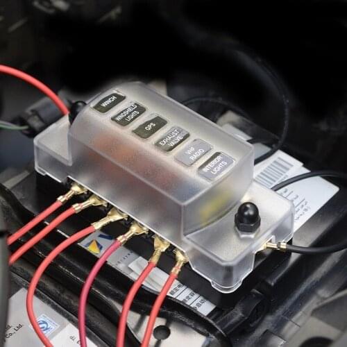 12V 32V Plastic Cover Fuse Box Holder M5 Stud With LED Indicator Light 6 Ways 12 Ways Blade for Auto Car Boat Marine Trike