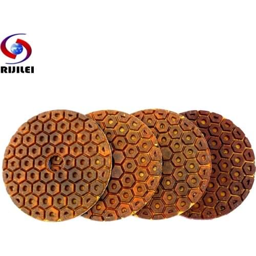 RIJILEI 4PCS Super 4 Inch Diamond Polishing Pads Copper Bond Wet Polishing Pad For Granite Marble Concrete Floor Grinding Discs