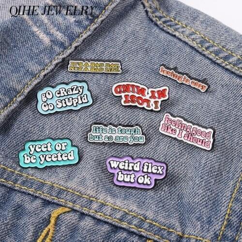 Sticker Series Enamel Pin Quote Lost My Mind Badge Introvert Fashion Lapel Brooch Metal Badge Backpack Hat Bag Gift Jewelry