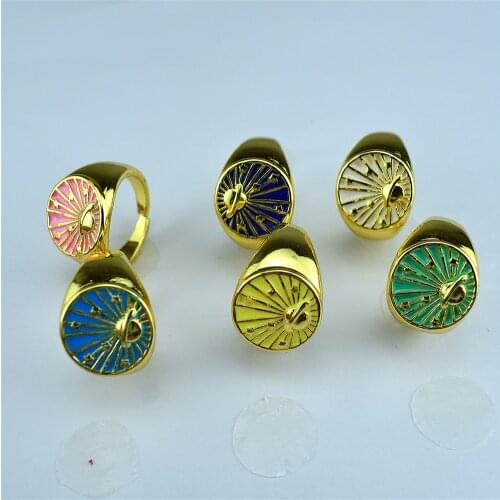 Enamel planet ring universe planet ring fashion adjustable opening ring ladies jewelry birthday gift ring statement