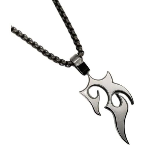 IP Black plating stainless steel Flame pattern pendant necklace 2 tone flame necklace fashion jewelry men stylish