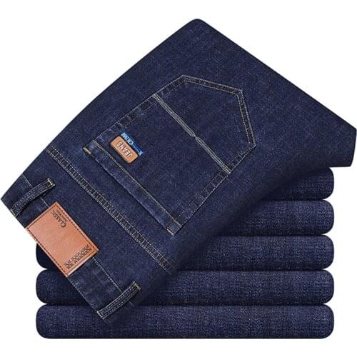 Classic Brand MenS Loose Stretch Jeans 2021 Autumn Winter New Business Fashion Thick Denim Trousers Male Quality Casual Pants