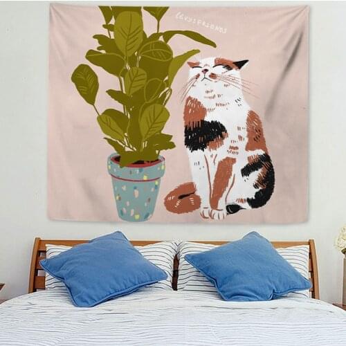 Cat Witchcraft Tapestrys Tapestries Kawaii Divination Home Living Room Bedroom Decor Tarot Cards Decoration Mural Tapiz Pared