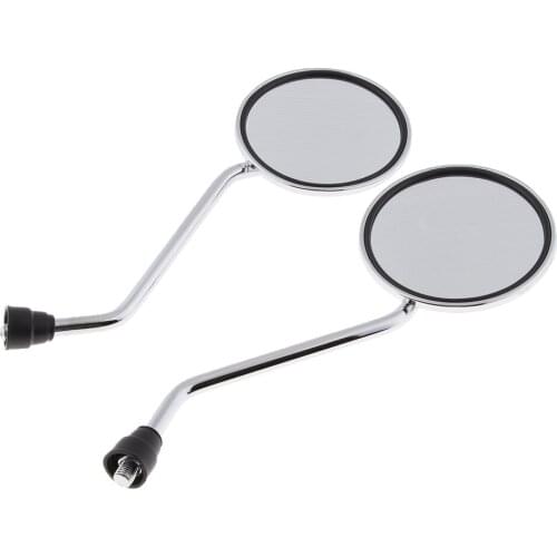 Round Rear View Side Mirrors for Motorcycle Cruiser Chopper ATV Scooter 10mm