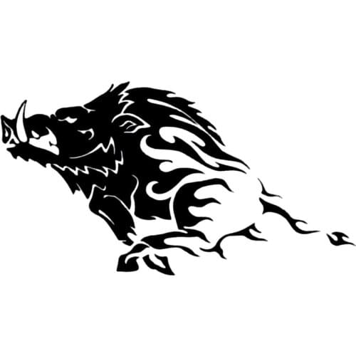 Personality Wild Boar Angry Pig Tribe Animal Fashion Car Decoration Pvc Covering Scratch Car Sticker Black/White 17cm*8cm