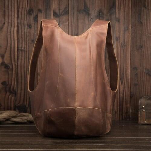 Vintage Natural Cowskin Genuine Cow Leather Men Backpack Travel Large Capacity School Bags For Teenage Boy Bagpack Mochila
