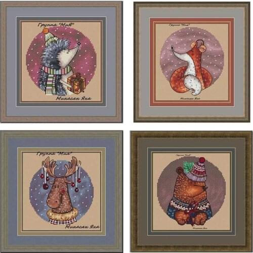 Christmas animals patterns counted 11CT 14CT DIY Cross Stitch Sets Cross-stitch Kits Embroidery Needlework