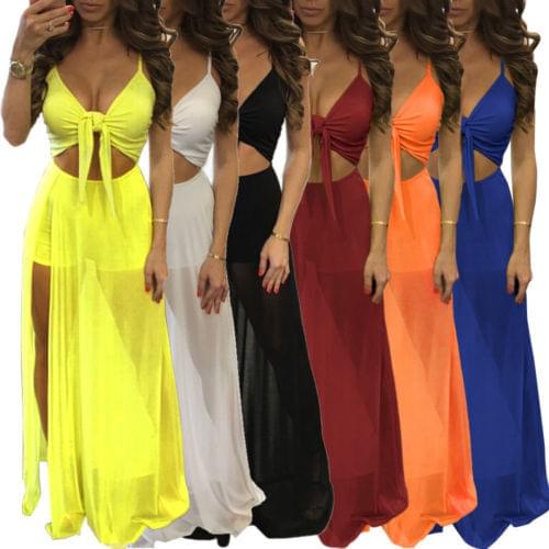 Bikini Cover Up Women Summer Boho Long Dress Female Mesh See Through Evening Party Long Sundress Vestidos