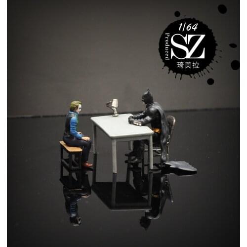 New 1:64 Scale Resin Die-casting Model Movie Role Clown Courtroom Doll Model Car Scene Layout Collection Decoration Toy