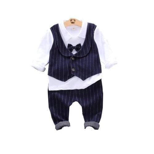 NEW Autumn Children Baby Boys Suits SET Toddler Patchwork Formal T Shirt Striped Pants 2Pcs/sets Kids Clothing Infant Tracksuits