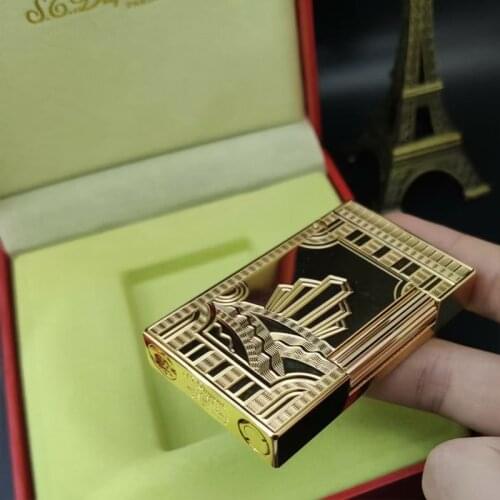 100% new vintage dupont gas lighter gas cigarette lighter polished jet gasoline flint lighter metal gas lighter