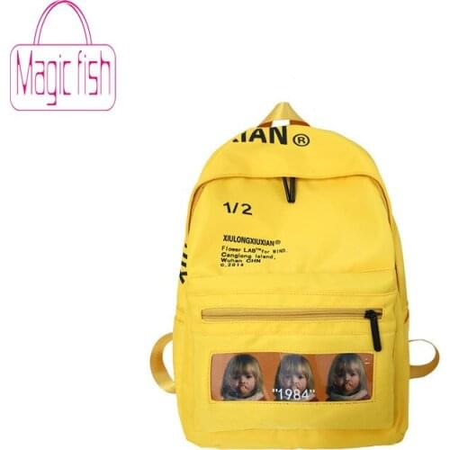 Magic Fish New Waterproof Nylon Backpack Women Cute Travel School Backpack Black Multi Pocket Teenagers Girls Casual Backpack