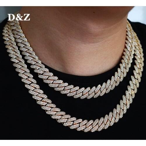 12mm Box Clasp Cuban Link Necklace Iced Out Cubic Zirconia 4 Prong Necklace Hip Hop Men Fashion Jewelry CZ Stones Hip Hop Rapper