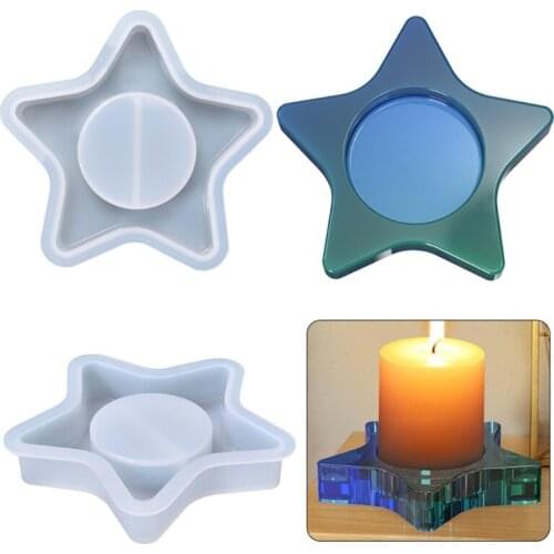 Five-pointed Star Candlestick Epoxy Resin Mold Candle Holder Silicone Mould DIY Crafts Jewelry Home Decorations Casting Tools