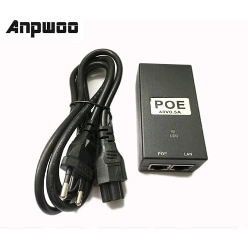 ANPWOO CCTV Security 48V0.5A 15.4W POE adapter POE Injector Ethernet power for POE IP Camera Phone PoE Power Supply EU Plug