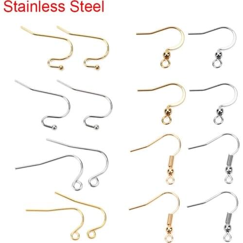 50pcs Hypoallergenic Stainless Steel Earrings Hooks Nickel Free Anti Allergy Earring Clasp Wire For Diy Jewelry Findings Making