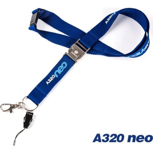 Airbus A320neo Lanyard with Metal Buckle Blue Ribbon Rope Sling for ID Case Holder for Pilot Aviation Lover Airman Flight Crew