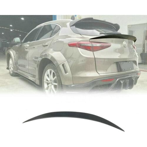 S Style Real Carbon Fiber Rear Trunk Wing Spoiler Visor Boot Top Lip Lid Retrofit For Alfa Romeo Stelvio 2017-2020 2018 2019