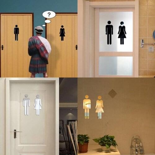 Removable 3D Toilet WC Man Women Decor Decal Vinyl Art Wall Sticker Mirror Decor