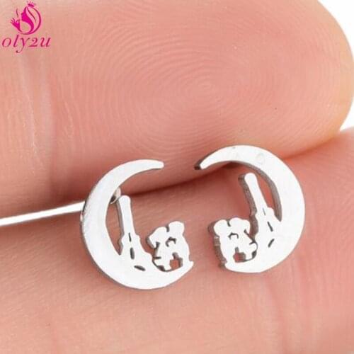 Punk Korean Style Men and Women Passionate Kiss Stainless Steel Earrings Unusual Small Womens Earrings Female Jewelry Punching