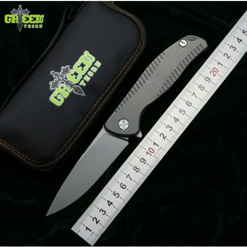 Green thorn Flipper F95 R18 D2 steel blade Titanium handle outdoor camping hunting pocket kitchen fruit folding knife EDC tools