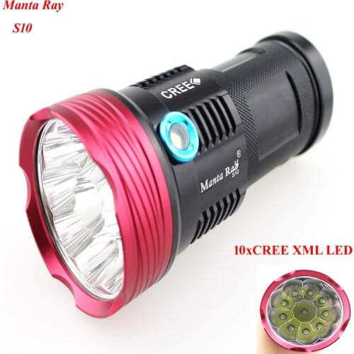 Manta Ray S10 10xCREE XML 10000lm 3-Mode LED Flashlight (1x18650/2x18650/3x18650/4x18650)