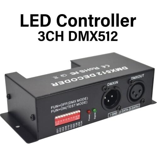 Led controller DMX512 3CH Black shell DC12-24V rgb led controller use for led strip dmx decorder for rgb led strip decoration