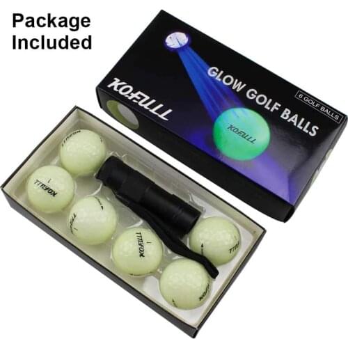 Glow Golf Balls for Night Sports 6 Packs Tournament Fluorescent Glow In The Dark Long Lasting Bright Luminous Night Golf Balls