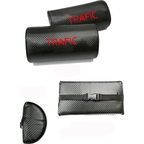 Carbon Fiber Texture PU Leather Auto Car Seat Headrest Pad For Renault Trafic