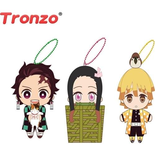 Tronzo Original 11Cm Demon Slayer Kimetsu no Yaiba Kamado Tanjirou Nezuko Zenitsu Cute Dolls Plush Keychain Figure