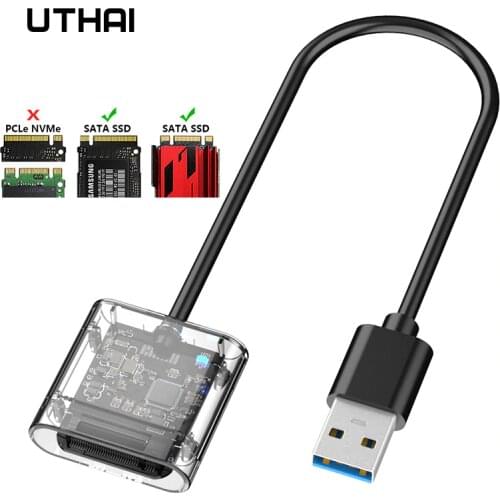 UTHAI M2 SSD CASE NVME/SATA Chassis M.2 To USB 3.0 SSD Adapter For NVME PCIE NGFF SATA M / B Key SSD Disk Box M.2 SSD CASE