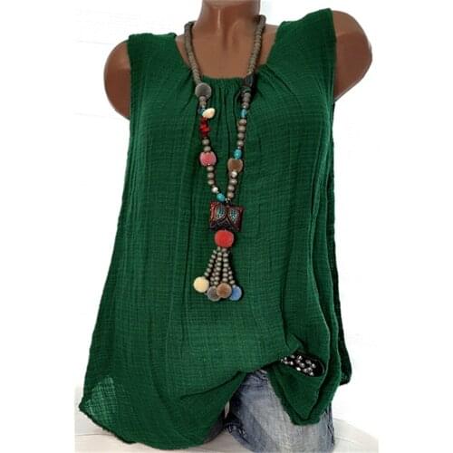 Womens Cotton Linen Sleeveless Baggy Shirt Vest Tee Blouse Tank Tops Plus Size Ropa Mujer Top Femme Футболка Женский 2021