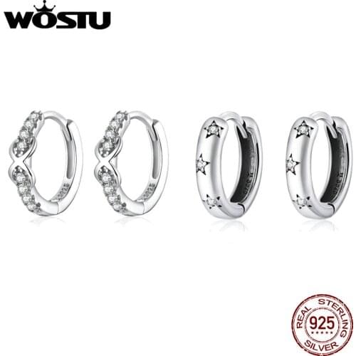 WOSTU Genuine 925 Sterling Silver Jewelry Black Spinel Stone Cute Stud Earrings for Women Girls Gift pendientes oorbellen