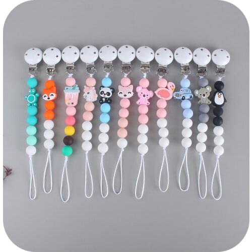 1 Pcs New Baby Pacifier Clip Silicone Teether Pacifier Chain Cartoon Animal Baby Teething Toys Gift