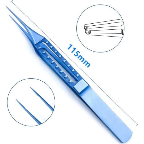 1PC Titanium Straight Suture Forcep 115mm 0.12mm teeth surgical ophthalmic instruments