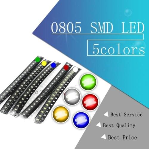 100pcs=5colors x 20pcs 0805 SMD LED diodes light yellow red green blue White Hot sale