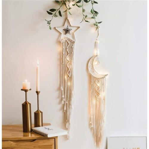 2Pcs Macrame Wall Hanging Tapestry Boho Wall Decor Rope Woven Knitted Tapestries Bohemian Chic Tapestry Indoor Home Decoration