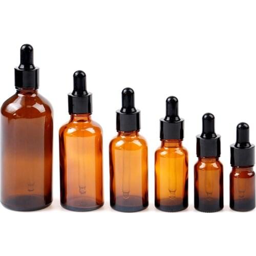 5 -100ml Reagent Eye Dropper Drop Amber Glass Aromatherapy Liquid Pipette Bottle Refillable Bottles Perfume Essential Oil Bottle