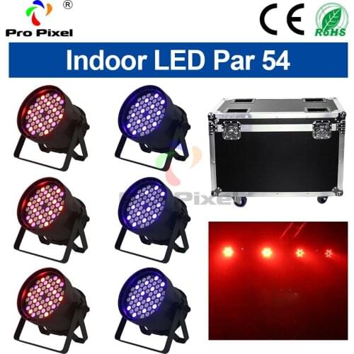 6pcs with case Indoor par light Super bright 54x4W RGBW CREE LED PAR Can SUNSON Fan for Wedding,Church,Party,Club,dj stage