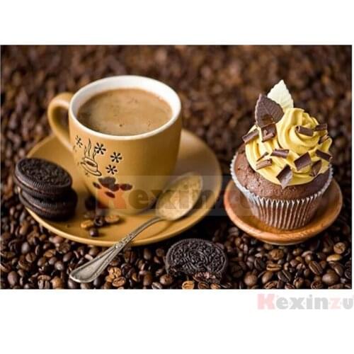 Kexinzu Full 5D DIY Square/Round Drill Diamond Painting "Coffee scenery" 3d Diamond Embroidery Cross Stitch Decor Gift Ke18