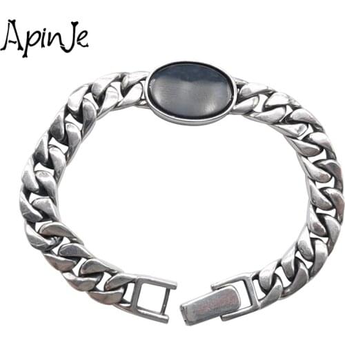 Apinje Mens Jewelry Bracelet 925 Silver Thick Exquisite Fashion Silver Bracelet Womens Fine Jewelry
