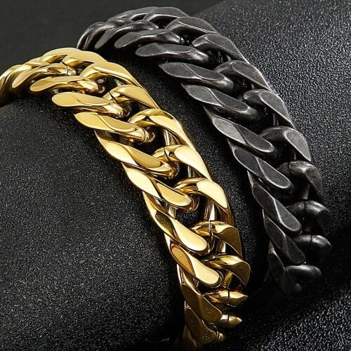 19MM Whip Chain Bracelet For Men Hip Hop Stainless Steel Massive Biker Jewelry Accessories Gifts For Boys Best Friends Wholesale